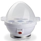 SILVANO Hervidor Eléctrico de Huevos con Capacidad hasta 7 Huevos - Potencia 320/380 W - Cuece Huevos Eléctrico Compacto (20x17x16,3cm) - 520 gr - Color Blanco