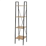 AKTIVE 18418 MAX Home Estantería almacenaje, 4 estantes, 34 x 32 x 148 cm, De Acero y Madera, Fácil Montaje, Resistente y Duradera, Diseño en Escalera, Muebles de salón, Librería