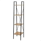 AKTIVE 18418 MAX Home Estantería almacenaje, 4 estantes, 34 x 32 x 148 cm, De Acero y Madera, Fácil Montaje, Resistente y Duradera, Diseño en Escalera, Muebles de salón, Librería