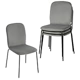 WOLTU Sillas Comedor, Set de 4 Sillas Cocina, Sillas Tapizadas de Terciopelo, Sillas Apilables para Comedor, Salón y Dormitorio, Asiento Acolchado y Patas de Metal, Gris Oscuro, EZS41dgr-4