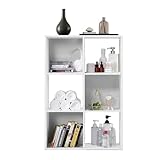 Ginhow Estantería en forma de cubo blanca con 6 compartimentos abiertos, estantería blanca con 3 niveles, para salón, dormitorio, cocina, oficina, pasillo, 93 x 29,5 x 62,5 cm