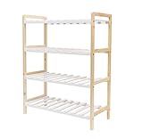 thesecrethome.es Estantería Zapatero de Madera - Estantería Multiusos con Baldas - Organizador para Entrada, Pasillo, Baño - Alto. 69 cm x Largo. 55 cm x Profundo. 25 cm (4 Baldas - Natural/Blanco)