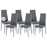 anrekl Juego de 6 sillas de comedor con reposabrazos, patas de metal, sillas de cocina modernas, cómodas sillas tapizadas, asiento para comedor, salón, cocina, gris