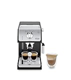 De'longhi - Cafetera de Bomba Tradicional para Espresso y Cappuccino, para Café Molido y Monodosis, 2 Tazas Simultáneamente, Depósito de Agua de 1.1l, 1100 W, ECP 33.21, Negro y Plata