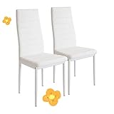 Pack 2 Sillas Lauter Polipiel - Set de Sillas de Comedor, Asiento y Respaldo Acolchado, Set de sillas de Comedor,SGS Tested,2 Piezas (Blanco)