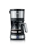 SEVERIN - Cafetera de goteo pequeña para 4 tazas, cafetera de filtro / Cafetera americana con jarra de cristal,desconexión automática,acero inoxidable cepillado, 750 W, KA 4808