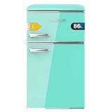 Cecotec Nevera Pequeña Frigorífico 2 Puertas Retro 86L Bolero CoolMarket 2D Origin 86 Green E. 89,3cm de Alto y 48,7cm de Ancho, Clase Energética E, Icebox, Luz Interior y Tirador Cromado, Verde