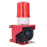 Alarma de Sirena Industrial para Exteriores, Luz de Sonido de 115 DB, Bocina de Alarma, Luz de Advertencia Estroboscópica de Emergencia Impermeable para Patio de Piedra de