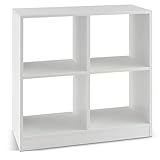 COSTWAY Estantería Abierta de 4 Cubos, Librería Cubo, Librería de Madera con Dispositivo Antivuelco73 x 33 x 73cm, Hogar, Estudio, Dormitorio, Sala (Blanco)