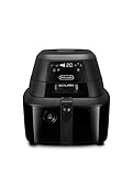 De'Longhi FH2184.BK IDEALFRY Freidora de aire, capacidad 1,25 kg, panel de control digital, 5 programas preconfigurados, Oblò, Sistema SHS Double, 1400 W, negro