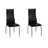 2 sillas de comedor en cromo y cuero negro