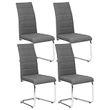 IDMarket - Juego de 4 sillas MIA de tela gris antracita para comedor