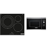 Bosch Serie 4 PID631BB5E Placa de inducción 60 cm, Color negro/bisel delantero, sin perfiles & BEL554MS0 - Microondas integrable con grill Serie 6, 25L, 900W, 1200W, Color negro con acero inoxidable