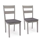 Pack de 2 sillas de Comedor o Cocina Dallas Estructura Madera lacada Color Gris Claro Asiento tapizado Color Gris