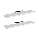 LOLAhome Set de 2 estantes de Pared flotantes de MDF Blanco Decorativo,Balda de Pared, De 23x120 cm para Salón, Cocina, Oficina, Dormitorio,Resistente