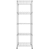 Himimi Estantería de Alambre de 5 Niveles con Ruedas, Unidad de Almacenamiento de Cocina, Estante de exhibición de Altura Ajustable para Cocina casera L23.2 x W13.8 x H72 Inch, Cromado