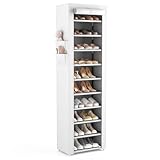 Vicye Zapatero de 10 Niveles, Mueble Zapateros de Tela para 20-22 Pares de Zapatos, Armario Zapatero Estrecho y Alto con Funda para Entrada Recibidor, Pasillo, Dormitorio