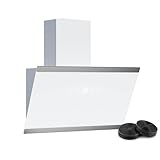 Klarstein FlashLine Campana extractora - 60cm campana cocina decorativa, pantalla táctil, 524 m³/h, a++ eficiencia energética, iluminación led, silenciosa 34,5 db, blanca, conductos & recirculación