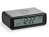 Atlanta Reloj despertador digital LCD con luz y repetición de repetición, alarma crescendo – 1874/7 (negro)