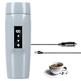 12V coche hervidor de agua eléctrico con control de temperatura,40~100℃ajustable,mini taza de agua eléctrica portátil,antifugas,80W taza aislante de calentamiento rápido,apagado automático,Gris
