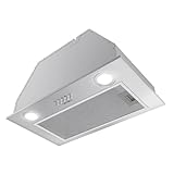 Hermitlux Campana Extractora 52cm Encastrable, Extractor Cocina Flujo Aire 750m³/h, 68dB, Iluminación LED, Filtro de Carbón, Acero inoxidable