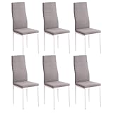 M1C - Pack 6 Sillas de Comedor Yuri, Respaldo y Asiento tapizado en Tela jarama Color Marengo, Sillas ergonómicas, Patas metálicas en Blanco (Patas Color Blanco)