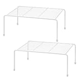 ROFAY Organizador de armario de cocina, paquete de 2 estantes de almacenamiento de alambre de metal para encimera de cocina, despensa, armario, nevera