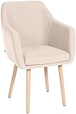 CLP Silla De Salón Utrecht Acolchada & Tapizada En Tela I Butaca De Dormitorio Moderna con Base De Madera I, Color:Beige, Color del Marco:Natura