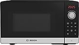 Bosch FFL023MS2 Serie 2 Microondas 26 x 44 cm, 800 W, plato giratorio 27 cm, tope de puerta izquierda, AutoPilot 7 7 Programas automáticos, soporte de limpieza, pantalla táctil LED, acero inoxidable