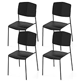 COSTWAY Juego de 4 Sillas de Comedor, Sillas de Cocina Nórdicas con Respaldo Ergonómico y Asiento Ancho, Diseño Apilable, Sillas de Oficina de Capacidad de 160 kg, para Comedor y salón (Negro)