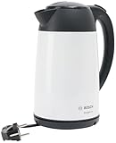 Bosch DesignLine TWK3P421 Hervidor de agua inalámbrico DesignLine, hervidor de agua inalámbrico, verter sin salpicaduras, indicador de taza, indicador de nivel de agua, protección contra