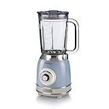 Ariete 583/05 Batidora De Vaso Vintage, 1000W, Jarra Vidrio 1.5 Litros, 4 Cuchillas Acero Inoxidable, 4 Velocidades, Función Pulse, Color Azul