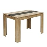 FURNITABLE Mesa de comedor, mesa de cocina de madera, estilo escandinavo, mesa para 4 personas, 110 x 70 x 75 cm, roble y negro