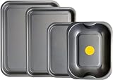 KITCHENEUR®,Juego de 4 bandejas para hornear y asar (38 cm, 35 cm y 28 cm, y 28 cm, bandeja para asar de 28 cm, juego de bandejas para horno multiusos, apto para lavavajillas y fácil de limpiar