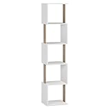 HOMN LIVING Estantería Maldivas 5 Huecos Color Blanco/Roble, para Salón, Comedor o Despacho, 35 cm (Ancho) 30 cm (Profundo) 162 cm (Altura)