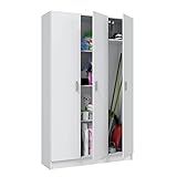 Habitdesign Armario Multiusos, 3 Puertas, Acabado en Color Blanco Mate, Medidas: 109 cm (Ancho) x 180 cm (Alto) x 37 cm (Fondo)