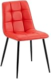 CLP Silla de Comedor Antibes tapizada en Polipiel I Butaca de salón con Base metálica de 4 Patas I Asiento de Cocina, Color:Rojo