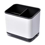 Greyoe Escurridor de Cubiertos, Porta utensilios de cocina, Estante para Cubiertos Multifuncional de Almacenamiento de 3 Compartimentos para Escurrir Cubiertos (Negro)