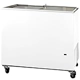 MBH – Congelador horizontal profesional con puerta de cristal 385 litros para hostelería. Arcón congelador industrial expositor puertas correderas - MADE IN EUROPE (1298 x 629 x 892 mm / 385 L)