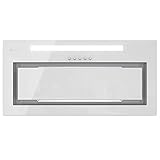 GLOBALO Campana extractora de cocina encastrable, ventilador plano, filtro antigrasa, campana bajo encimera con iluminación, cristal templado, 60 cm de ancho, iluminación LED 5W, Senturo 60.3 Blanco