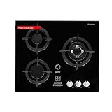 Corberó - Placa Cristal Gas Butano | CPCGY2303N | 7 Kw | 3 Fuegos | Zona Wok Especial | Parrilla Hierro Fundido | Sin Autoencendido | Desconexión Automática | Kit de conversión a gas natural | Negro