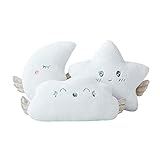 Cojín de Peluche Suave y Decorativo para sofá y habitación de los niños, cojín de Seguridad Bordado, Fondo de Accesorios de fotografía para niños, Novia, Nubes, Estrella + Luna