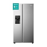 Hisense RS650N4AC2 Side by Side/Total No Frost/Inverter Motor/Hielo y Dispensador de agua/Zona de refrigeración 332 L/Zona de congelación 157 L/178 cm, Inox