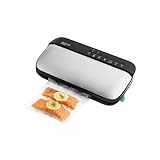 Cecotec Envasadora al Vacío Sealvac Steel. 120 W, Presión de 0,9 Bar, 4 Modos de Funcionamiento, Compatible con Bolsas Genéricas, Incluye 5 Bolsas, Toma y Tubo para botes y Rollo gofrado