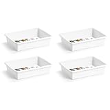 AC - Pack de 4 Bandejas Frigorificas - Capaciadad de 1,65 L - Fabricado en Plástico - Apto para Microondas y Congelador - 6 x 26 x 19 cm - Color Blanco