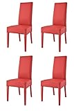 t m c s Tommychairs - Set 4 sillas Luisa para Cocina, Comedor, Bar y Restaurante, solida Estructura en Madera de Haya y Asiento tapizado en Polipiel roja