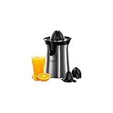 Russell Hobbs Exprimidor Eléctrico Classics - Exprimidor de Naranjas y Zumos, 2 Conos Intercambiables, Función de Cambio de la Dirección, Boquilla Antigoteo, Acero Inoxidable, Plata - 22760-56