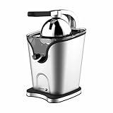 Fagor ZUMUX FG254 Exprimidor Eléctrico de Palanca para Zumo Naranja, 2 Conos, Acero Inoxidable, antigoteo, 100W, Plata