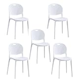 LC Pack 5 sillas Cocina de plastico Polipropileno, Silla de Exterior, Silla de Comedor Medidas: 40 cm (Ancho) x 55 cm (Largo) x 80 cm (Alto) (Blanco)