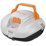 CoasTeering Robot Limpiafondos Piscina, 100 mins Succión Potente, Motor Dual, Estacionamiento Automático, Aspirador Piscina sin Cable para Piscinas de hasta 80m² (Blanco)